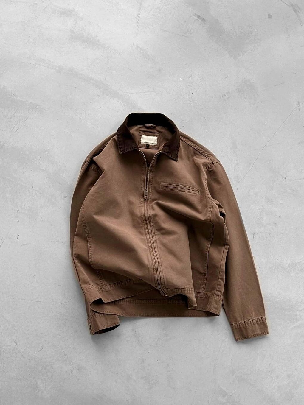 Kahverengi Erkek Kontrast Yakalı Regular Fit Denim Ceket Açık Kahve-5