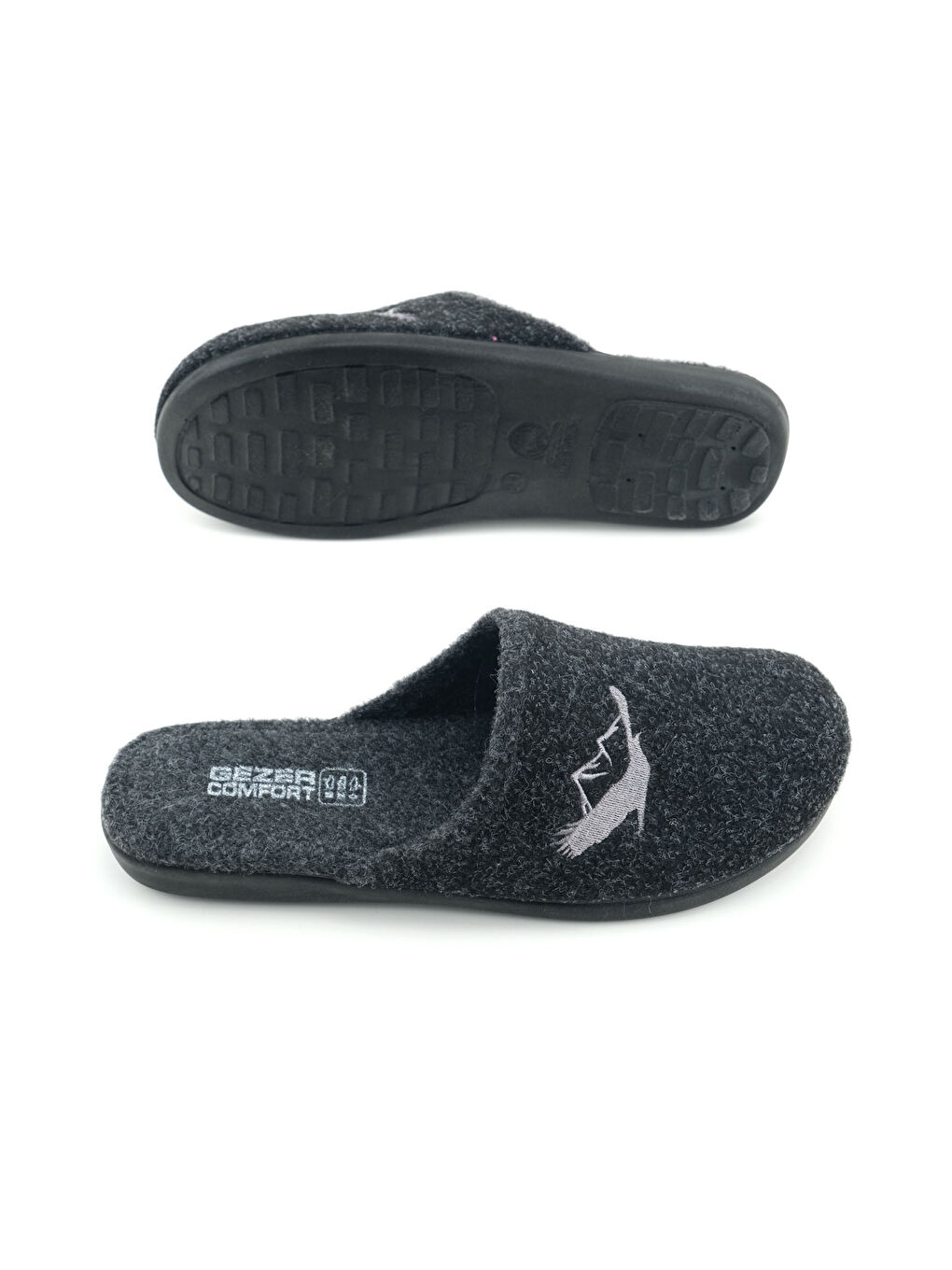 Antrasit Erkek Kışlık Keçe Çıkarılabilir Cırt Cırtlı İç Taban Rahat Ev Bahçe Terlik-4