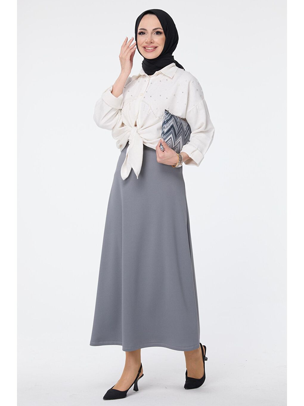 Orta Kadın Gri Etek - 23643-3