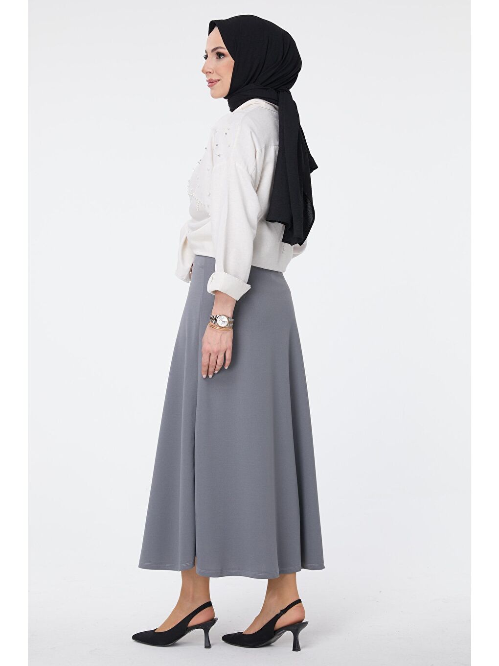 Orta Kadın Gri Etek - 23643-4