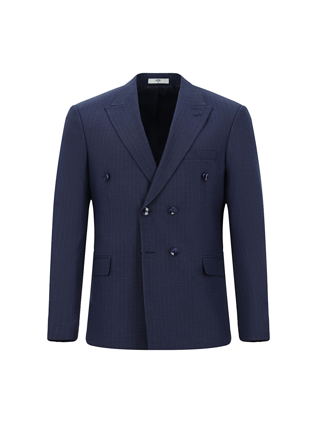 Lacivert Regular Fit Çizgili Kruvaze Takım Elbise-1