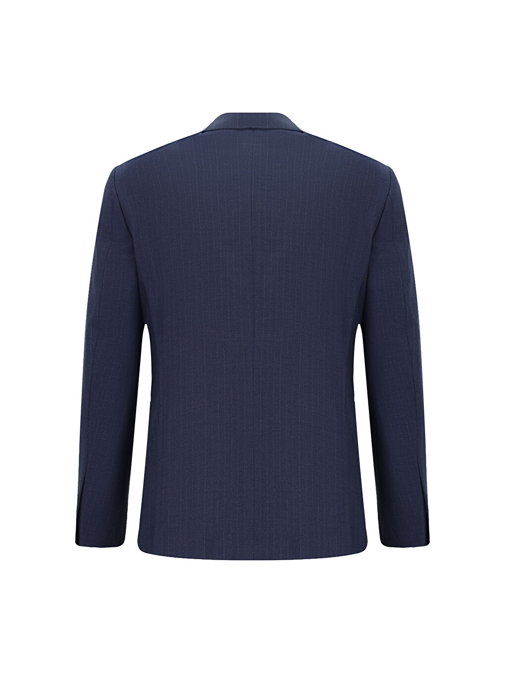 Lacivert Regular Fit Çizgili Kruvaze Takım Elbise-2