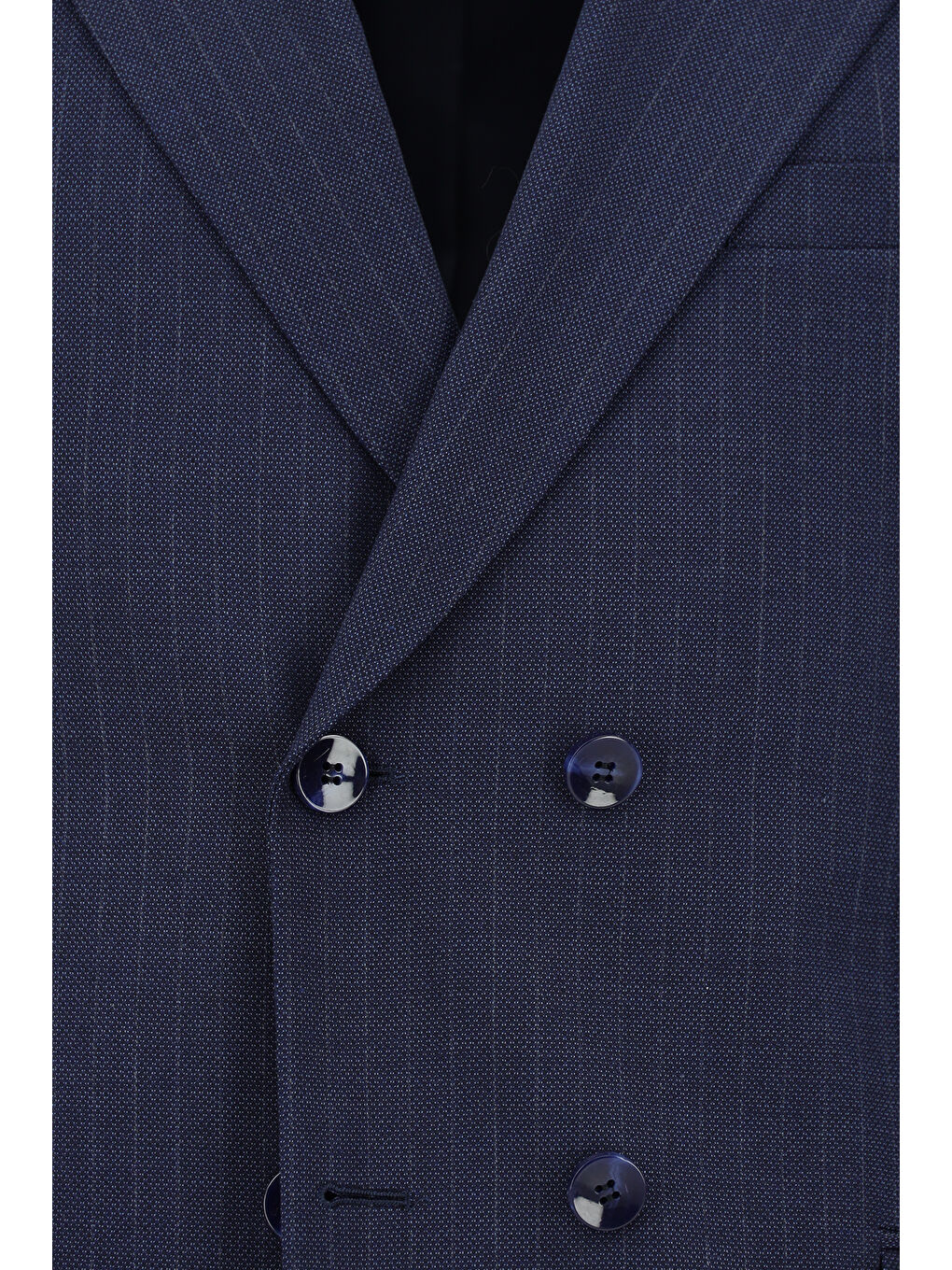 Lacivert Regular Fit Çizgili Kruvaze Takım Elbise-3