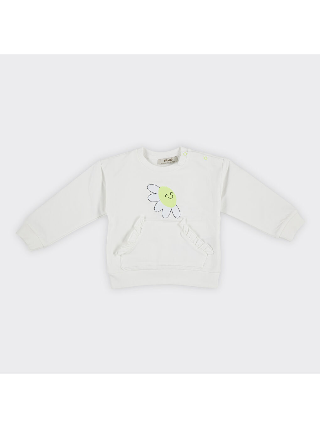 Panço Ekru Kız Çocuk  Baskı Detaylı Sweatshirt