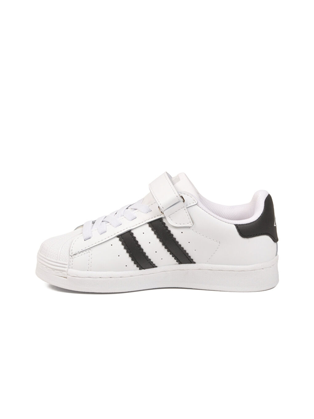 Beyaz Siyah Cırtlı Hafif Unisex Çocuk Spor Ayakkabı Star F-3