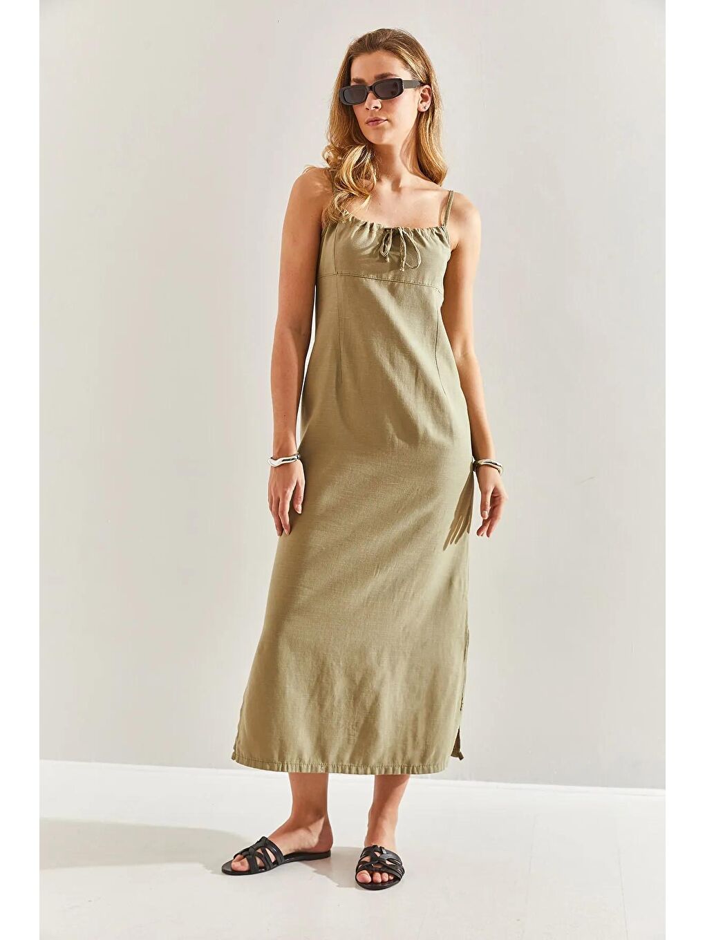 Yeşil Kadın Askılı Elbise 60171008