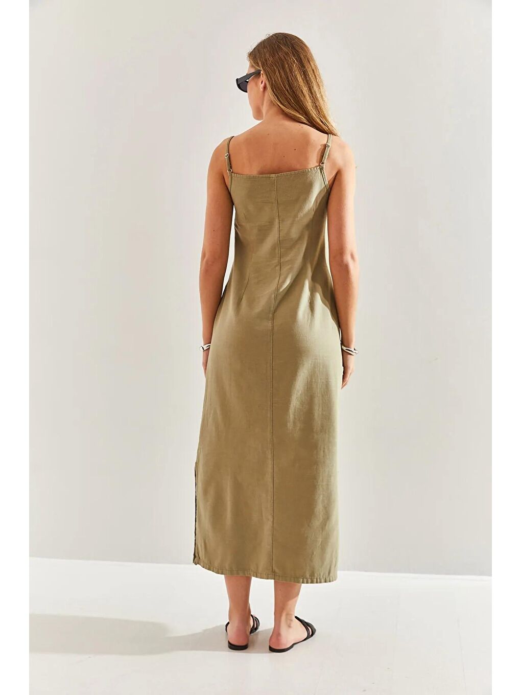 Yeşil Kadın Askılı Elbise 60171008-2