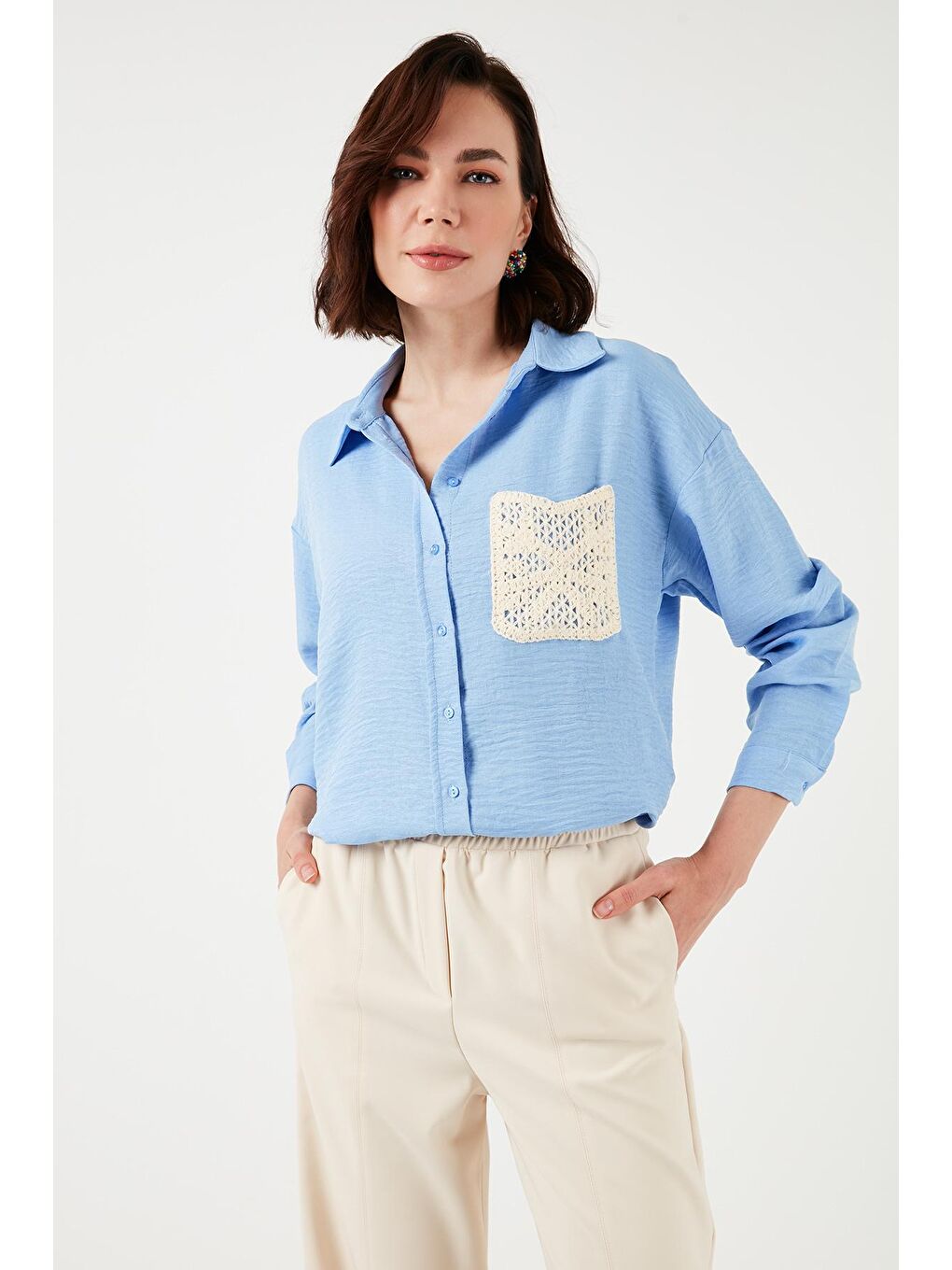 Mavi Relaxed Fit Örme Cepli Gömlek 67044932S4-3