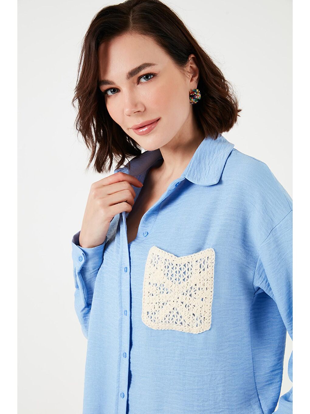 Mavi Relaxed Fit Örme Cepli Gömlek 67044932S4-4