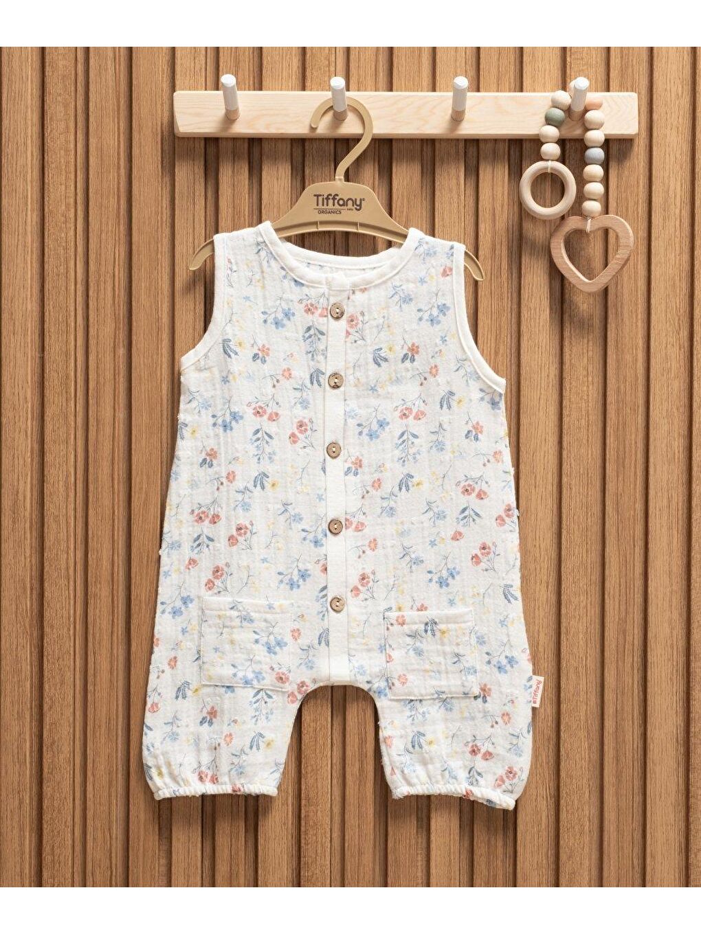 Ekru Müslin Sweet Theme Kısa Atlet Tulum