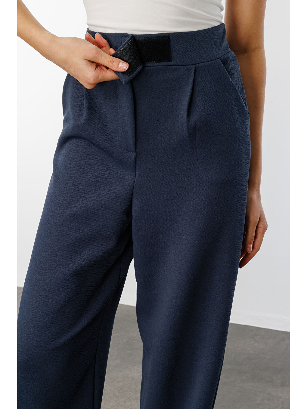 Gri Beli Cırtlı Rahat Palazzo Pantolon CIRTLI-PANTOLON-3