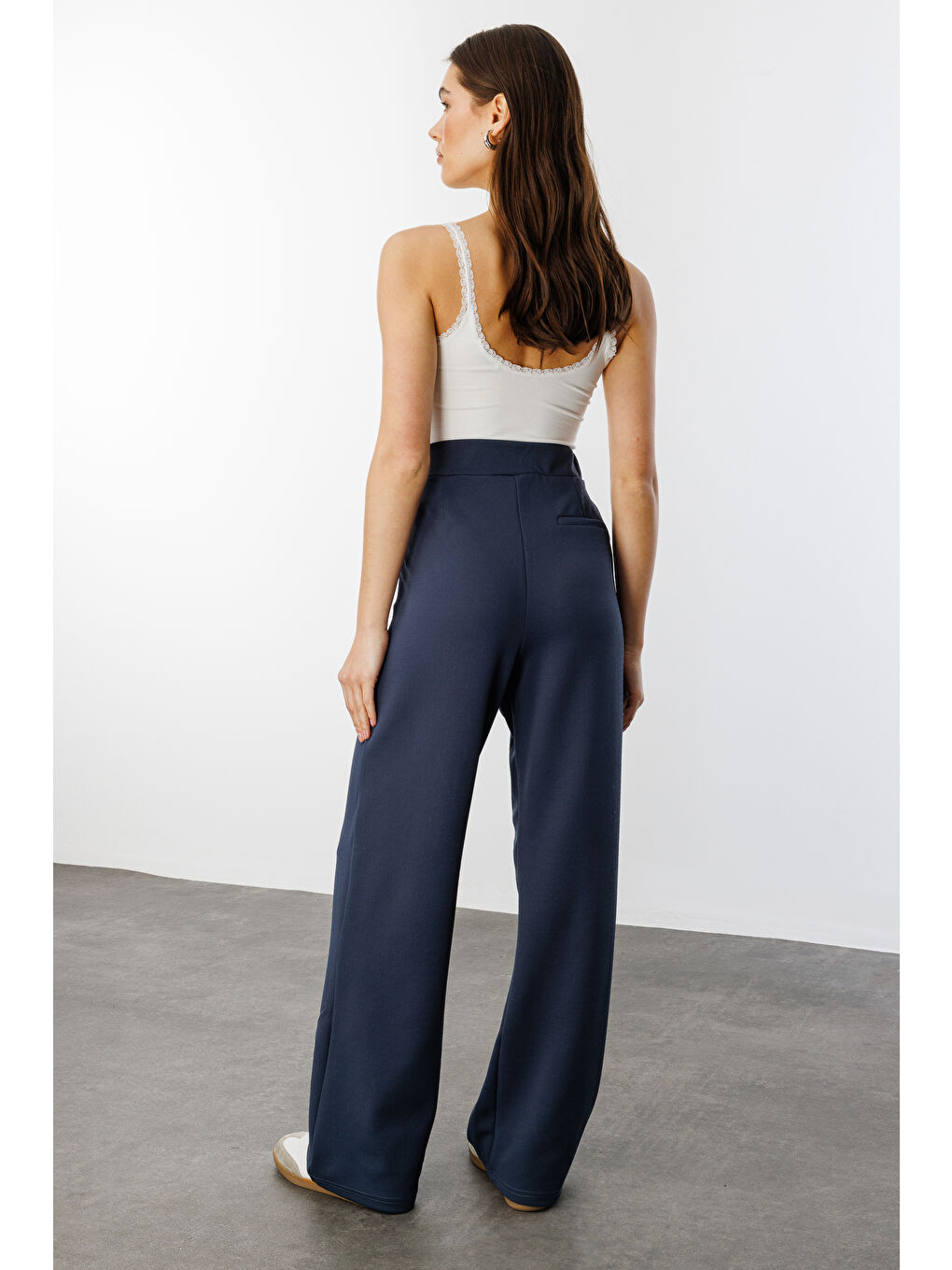 Gri Beli Cırtlı Rahat Palazzo Pantolon CIRTLI-PANTOLON-4