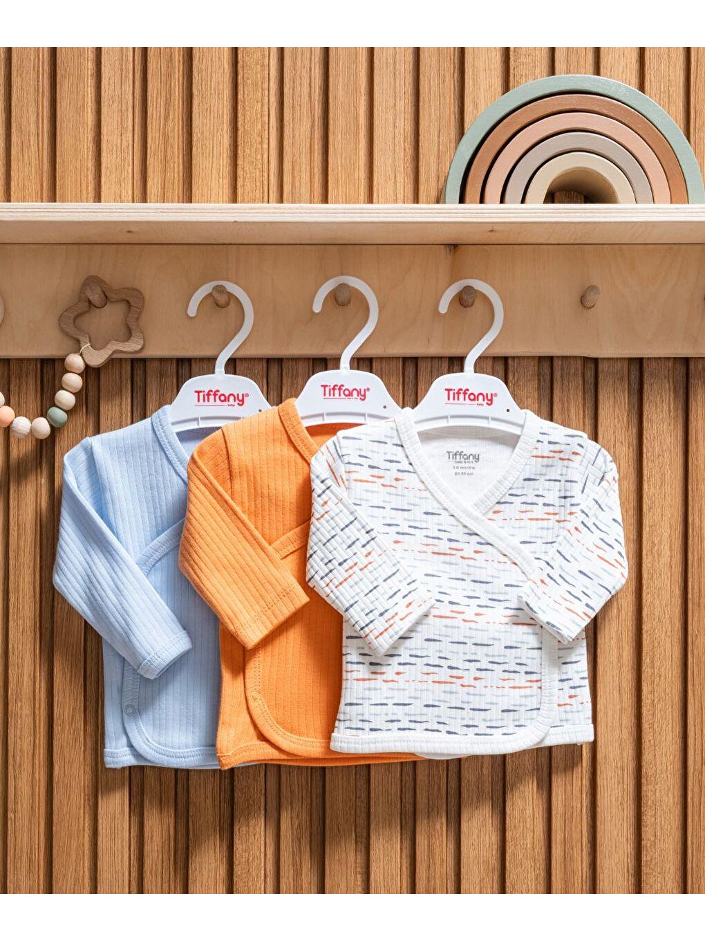 Ekru Striped 3'lü Zıbın Üst