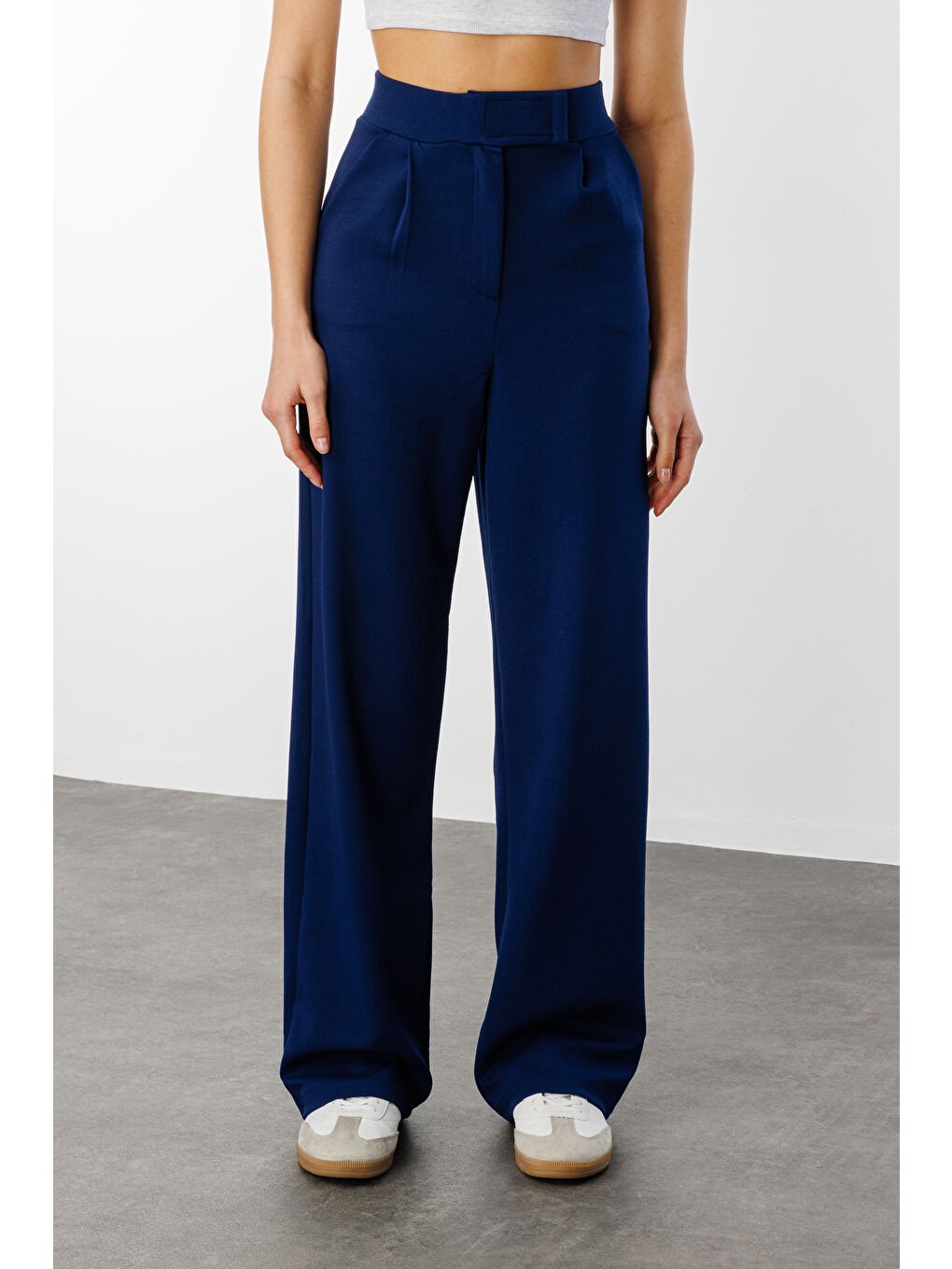 Lacivert Beli Cırtlı Rahat Palazzo Pantolon CIRTLI-PANTOLON-2