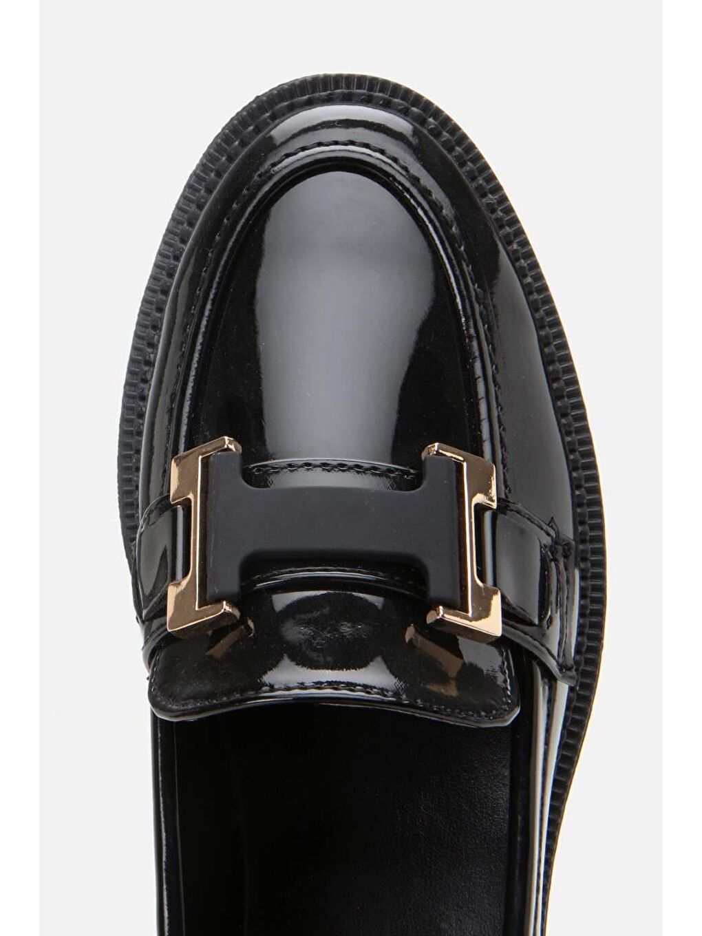 Kadın Rugan Siyah Tokalı Klasik Loafer-2