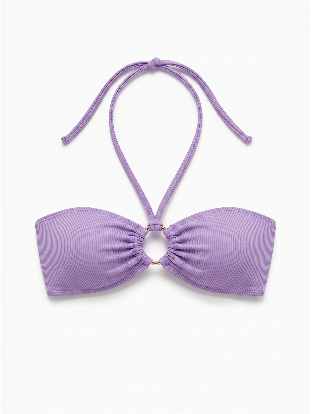 Lila Fitilli Straplez Tek Üst Bikini