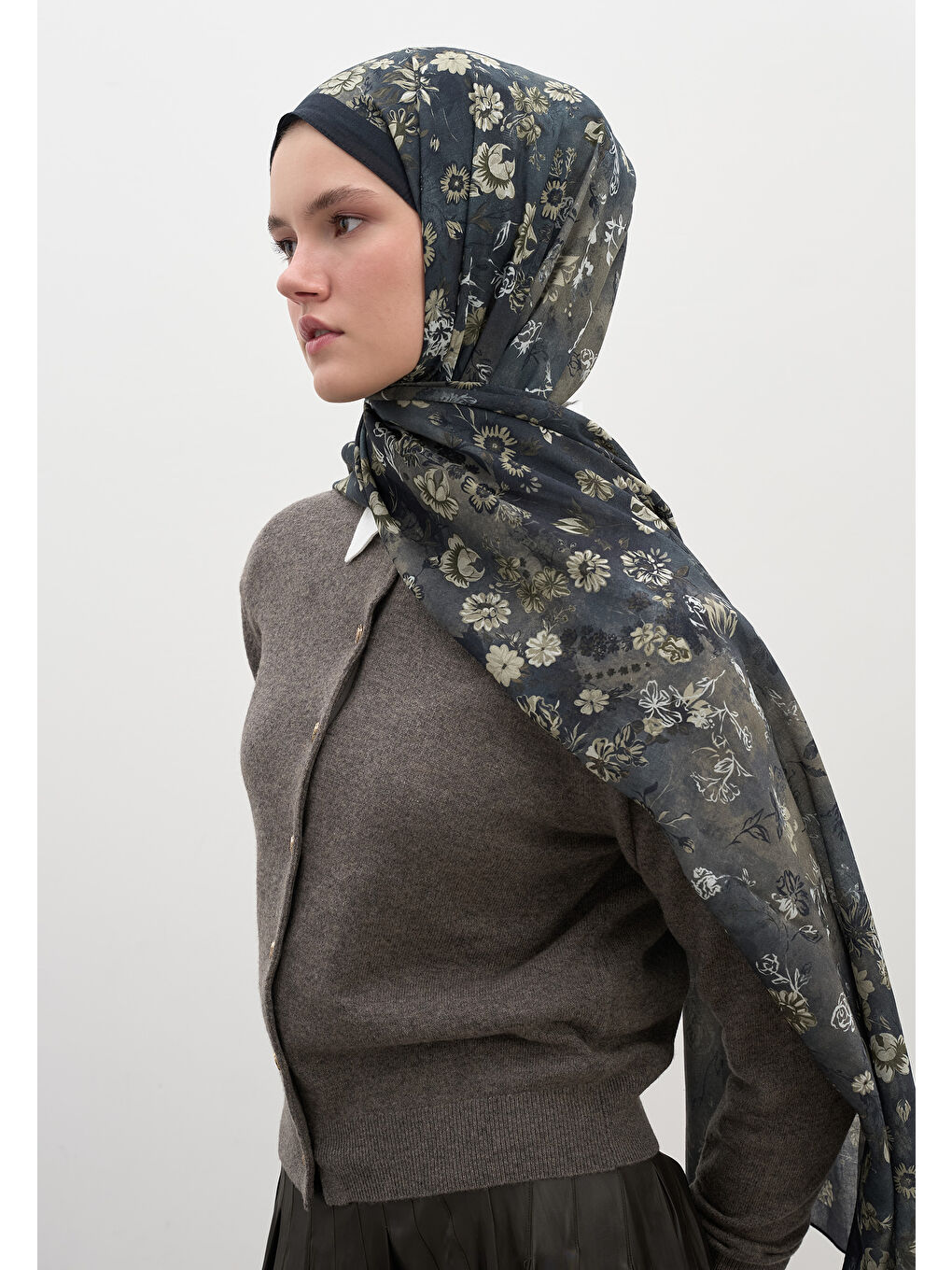 Seraphına Desen Şal Lacivert-1