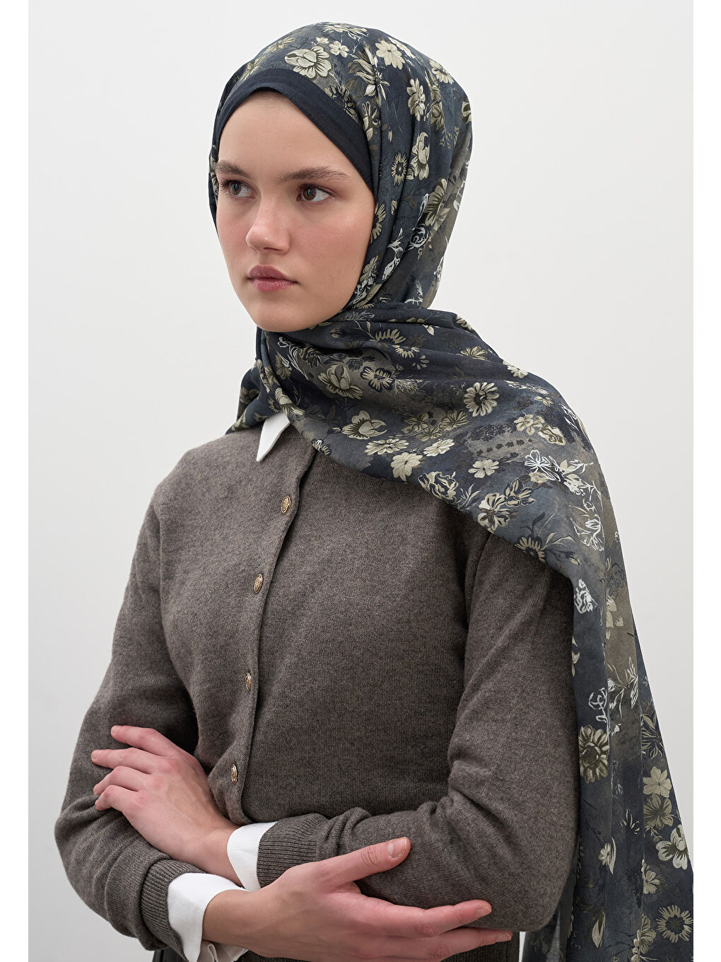 Seraphına Desen Şal Lacivert-2