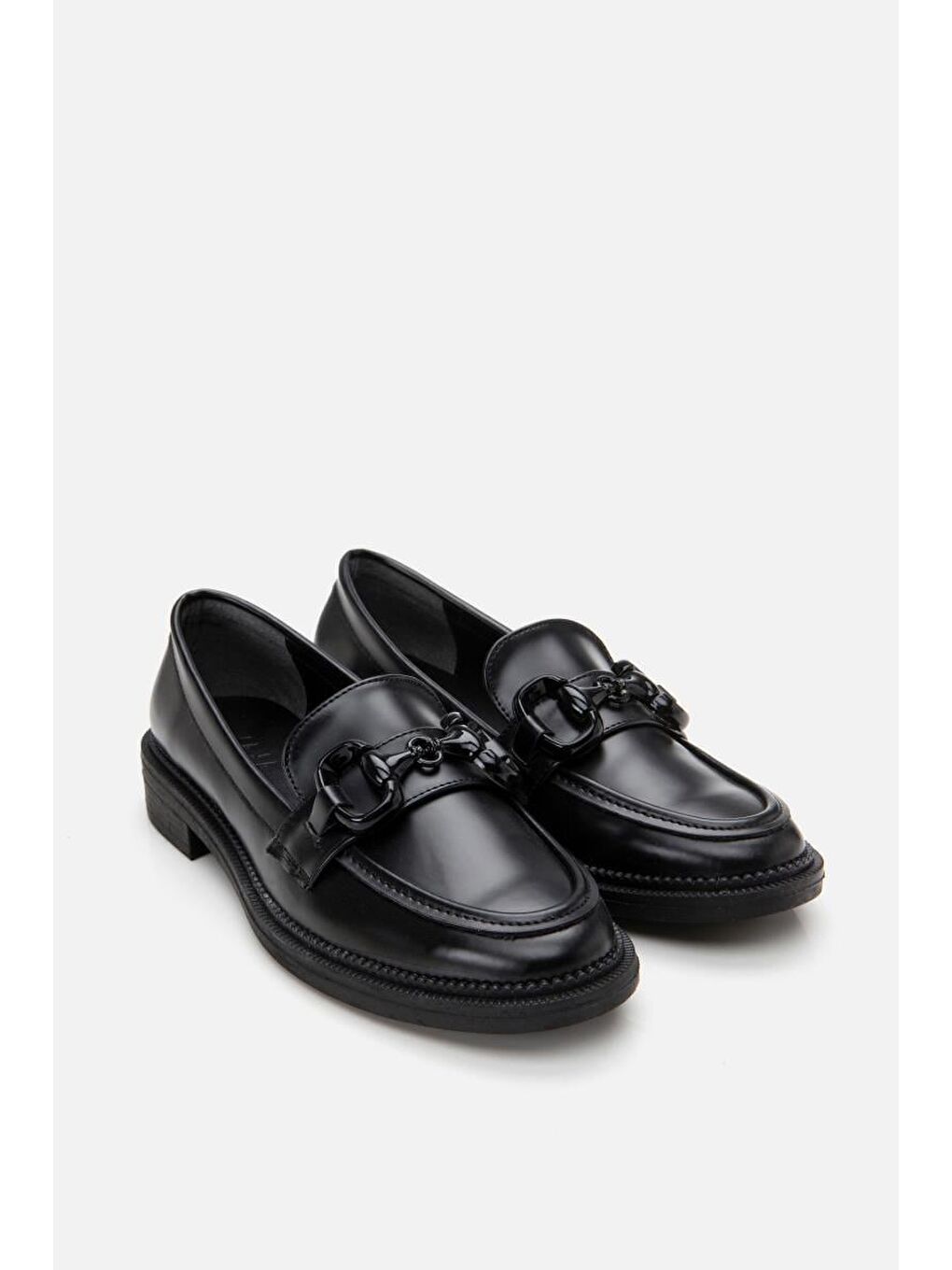 Kadın Siyah Tokalı Klasik Loafer-4