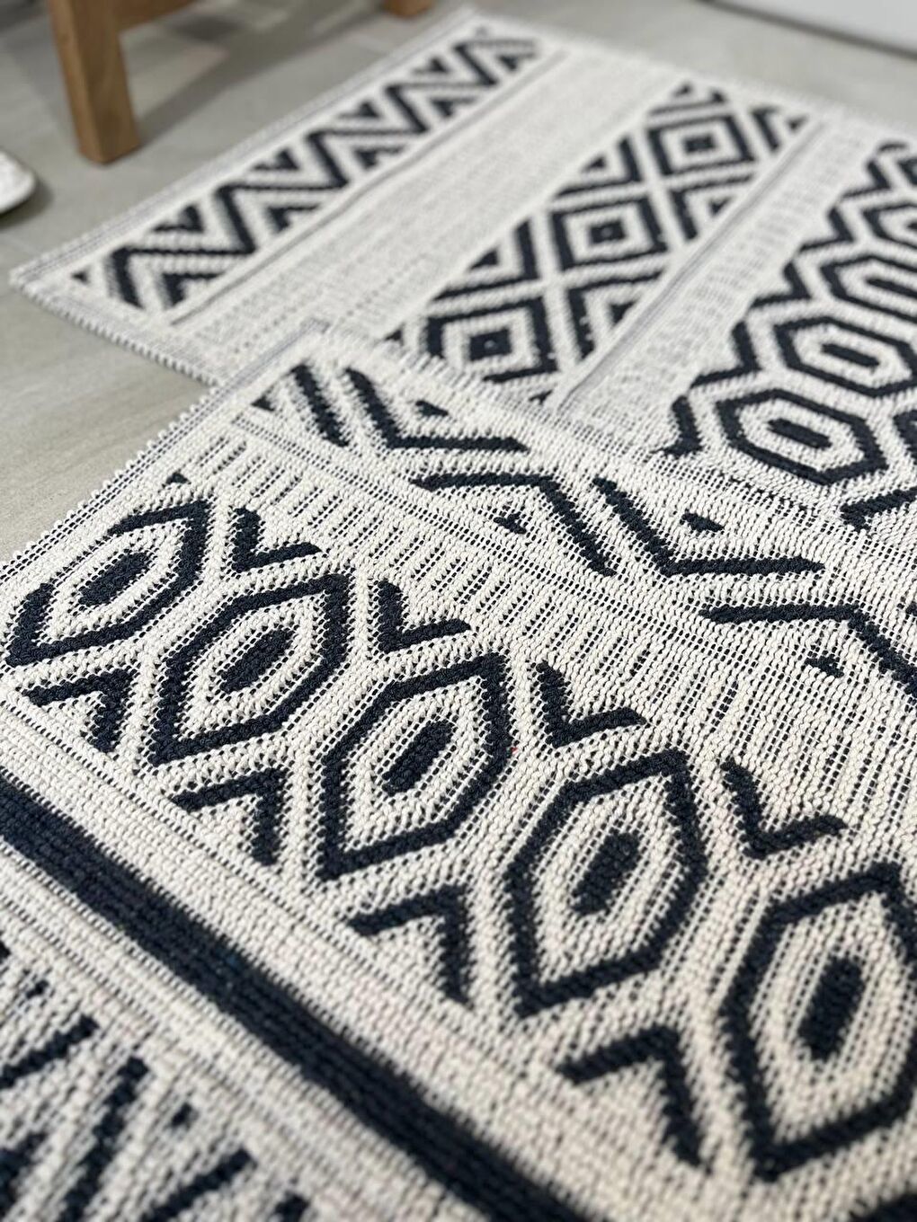 Hat Doğal Pamuklu 2'li Banyo Paspas Seti 60x100+50x60 Antrasit-1