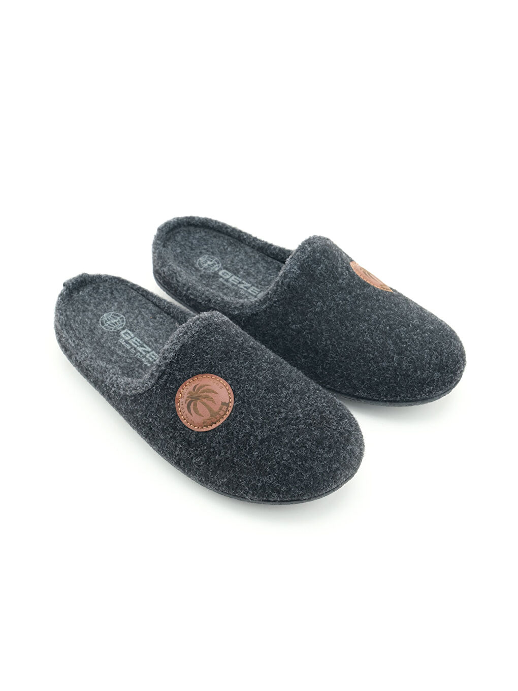 Siyah Erkek Kışlık Keçe Çıkarılabilir İç Taban Rahat Ev Bahçe Gondol Terlik-2