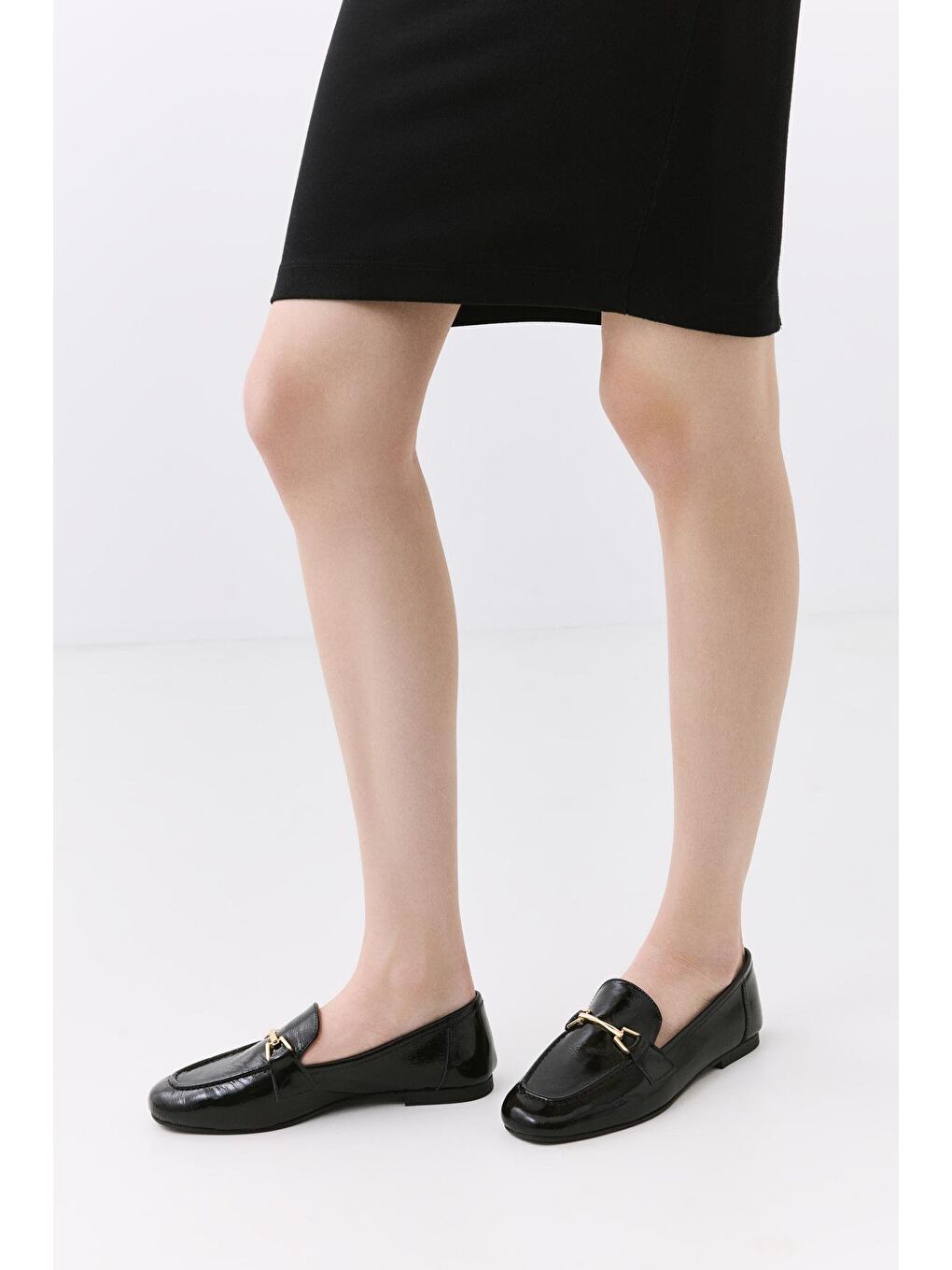 Kadın Deri Siyah Tokalı Loafer-3