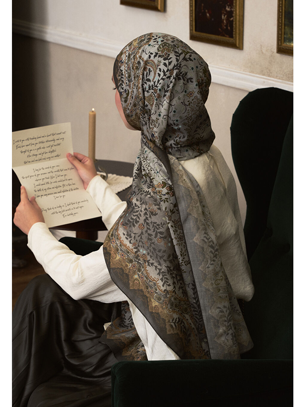 Gri Cerıse Desen Şal Füme