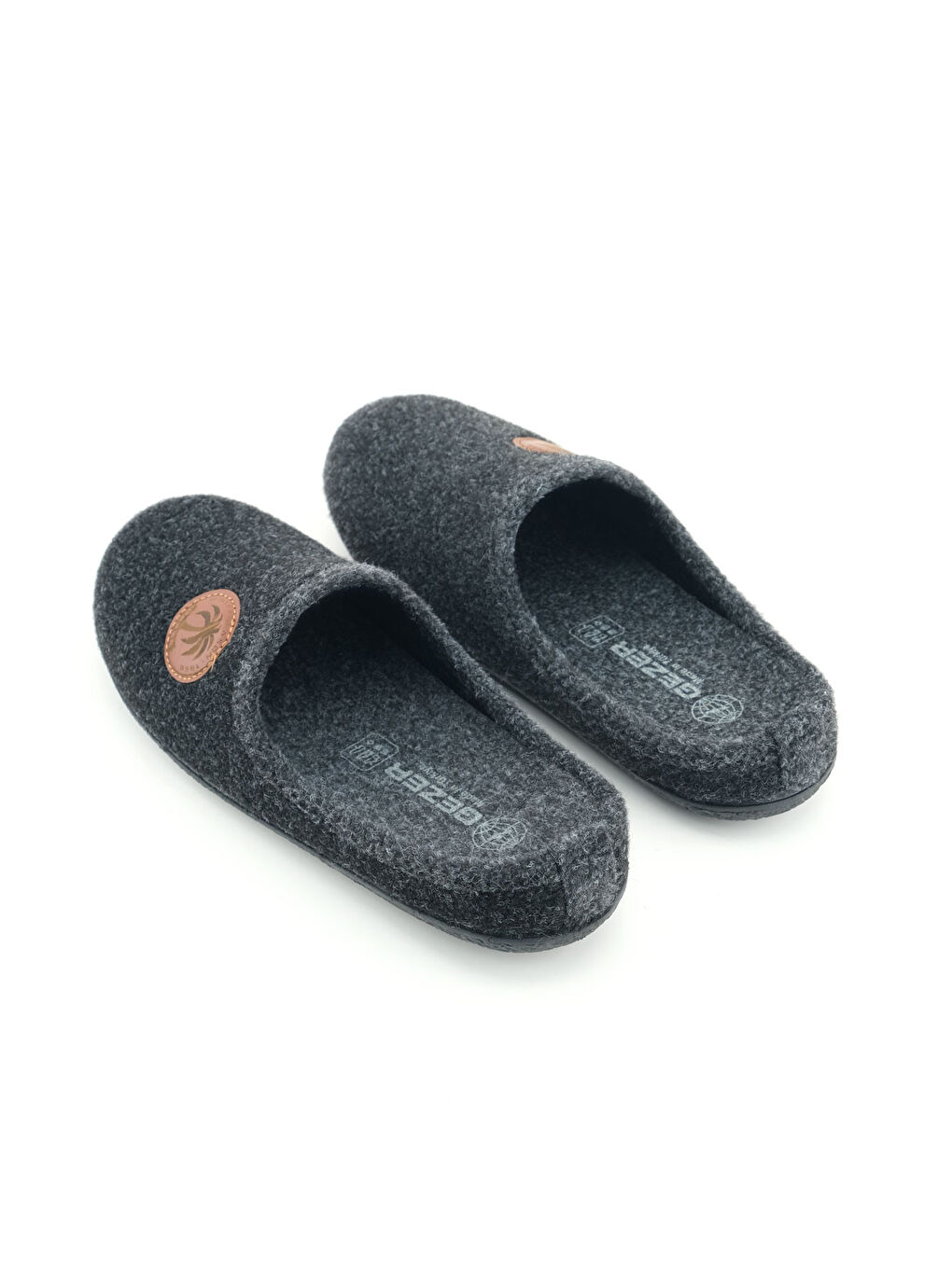 Siyah Erkek Kışlık Keçe Çıkarılabilir İç Taban Rahat Ev Bahçe Gondol Terlik-3