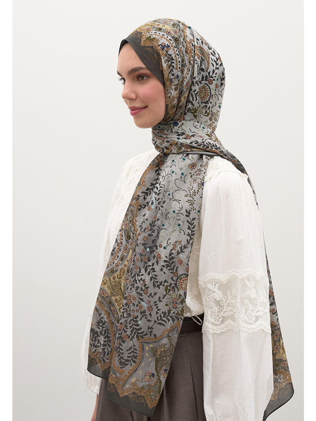 Gri Cerıse Desen Şal Füme-1