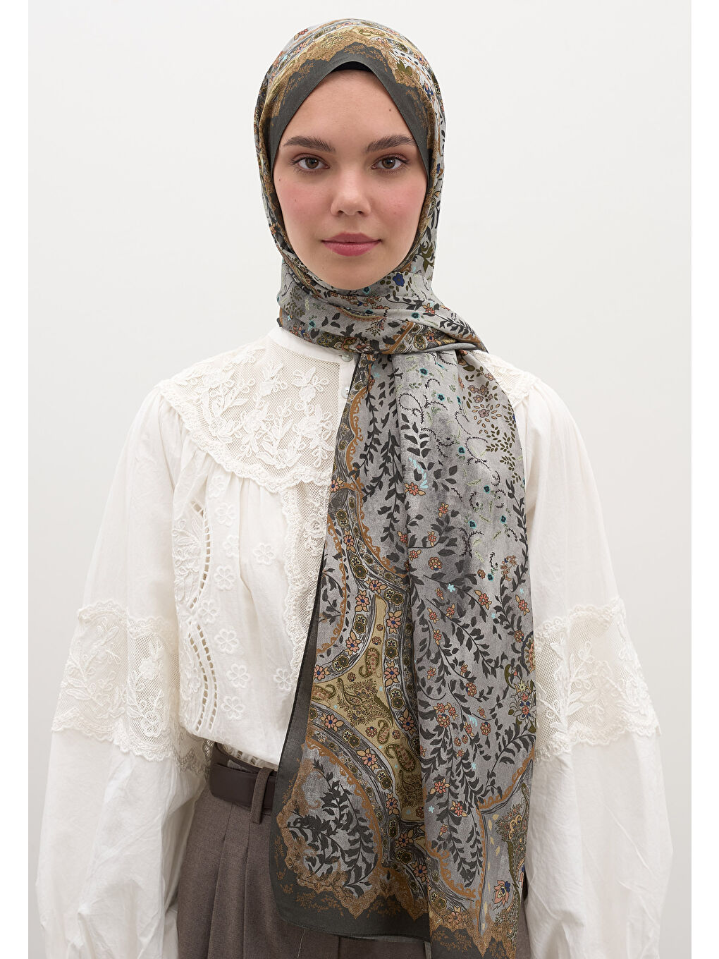 Gri Cerıse Desen Şal Füme-2