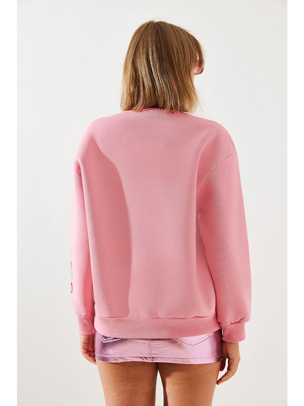 SHADE Pembe Kadın Kalp ve Yazı Nakışlı Sweatshirt - 5