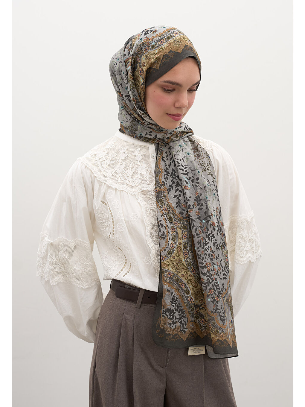 Gri Cerıse Desen Şal Füme-3