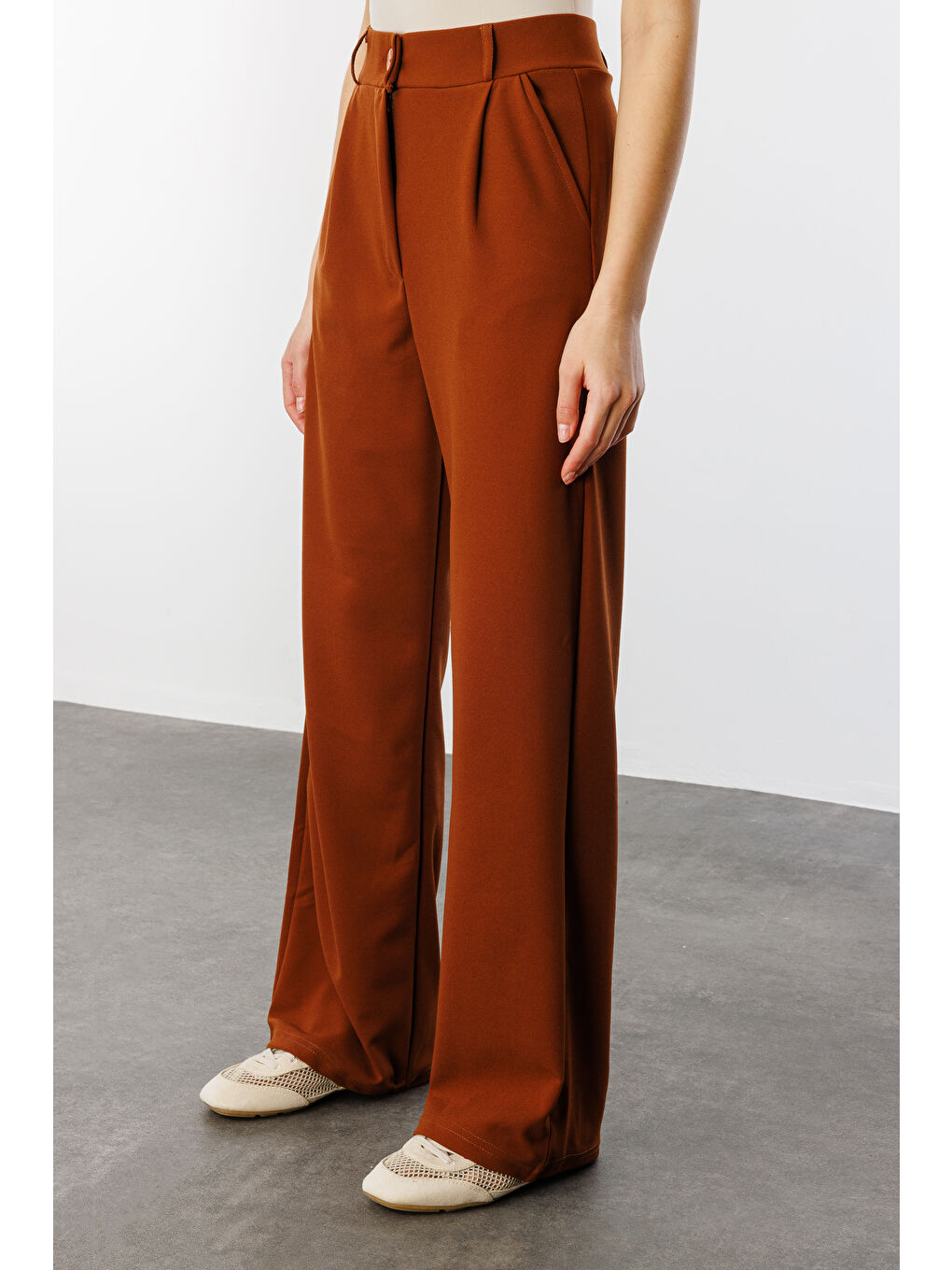 Genius Store Kahverengi Kadın Oversize Palazzo Pantolon PANTOLON-001 - 2