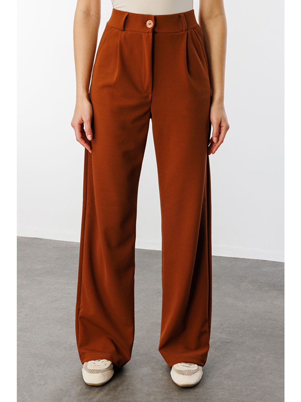 Genius Store Kahverengi Kadın Oversize Palazzo Pantolon PANTOLON-001 - 3
