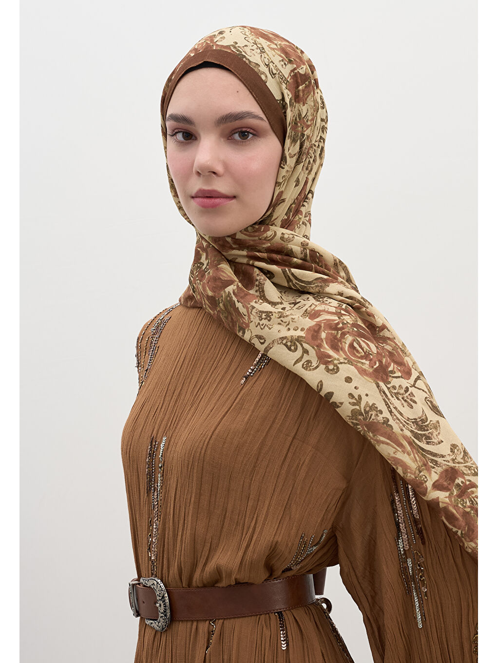 Kahverengi Felıcıe Desen Şal Kiremit-2