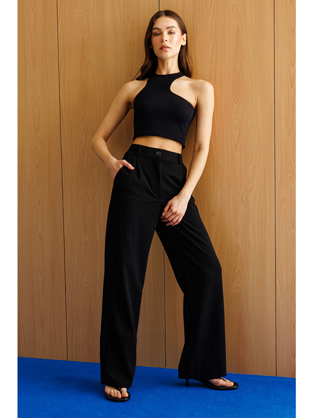 Siyah Kadın Oversize Palazzo Pantolon PANTOLON-001-4