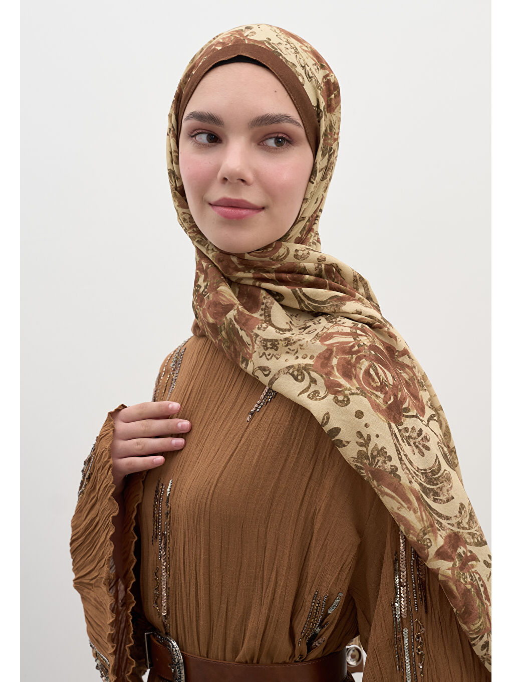 Kahverengi Felıcıe Desen Şal Kiremit-3