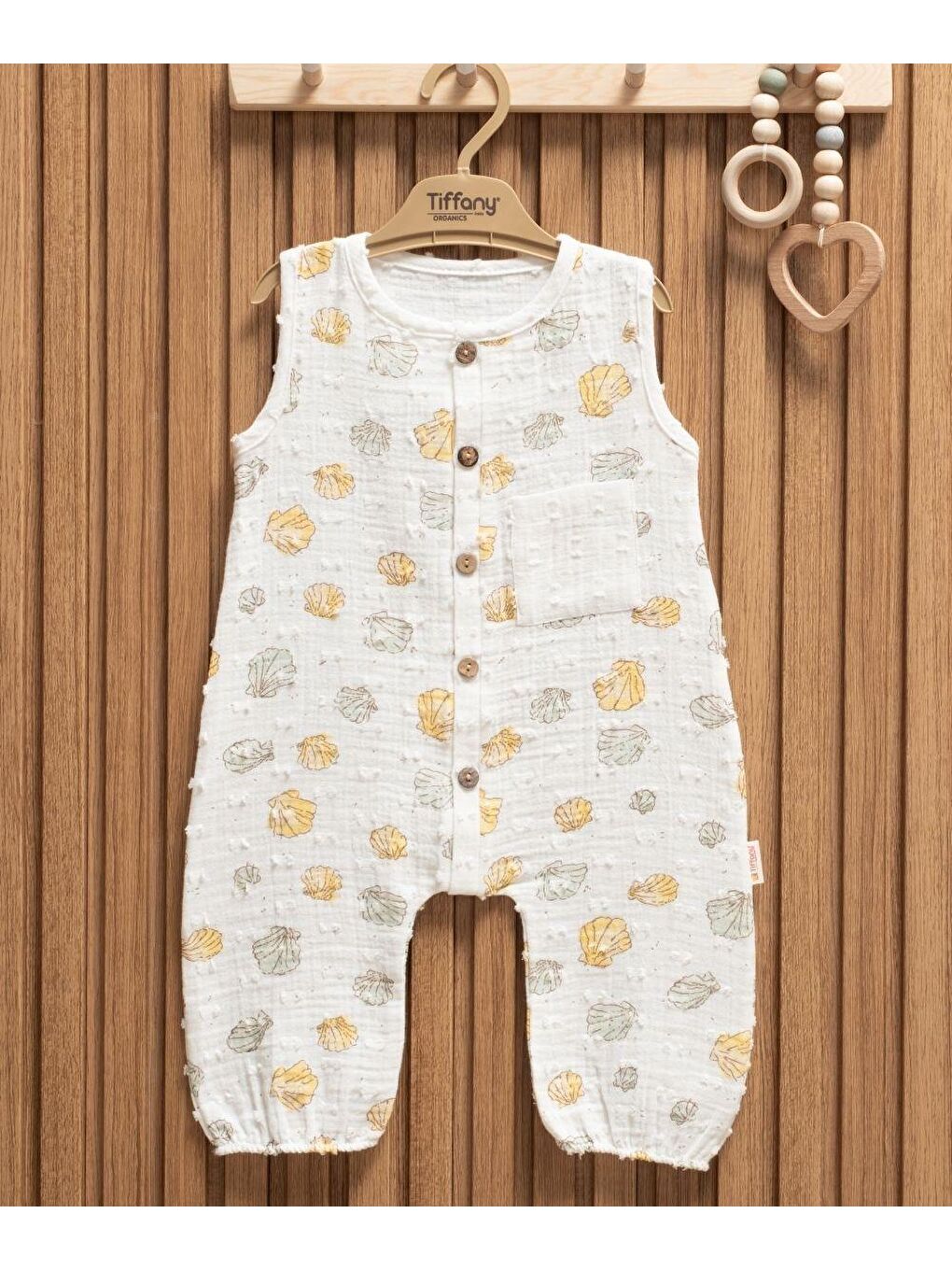 Ekru Müslin Sea Shell Theme Uzun Atlet Tulum