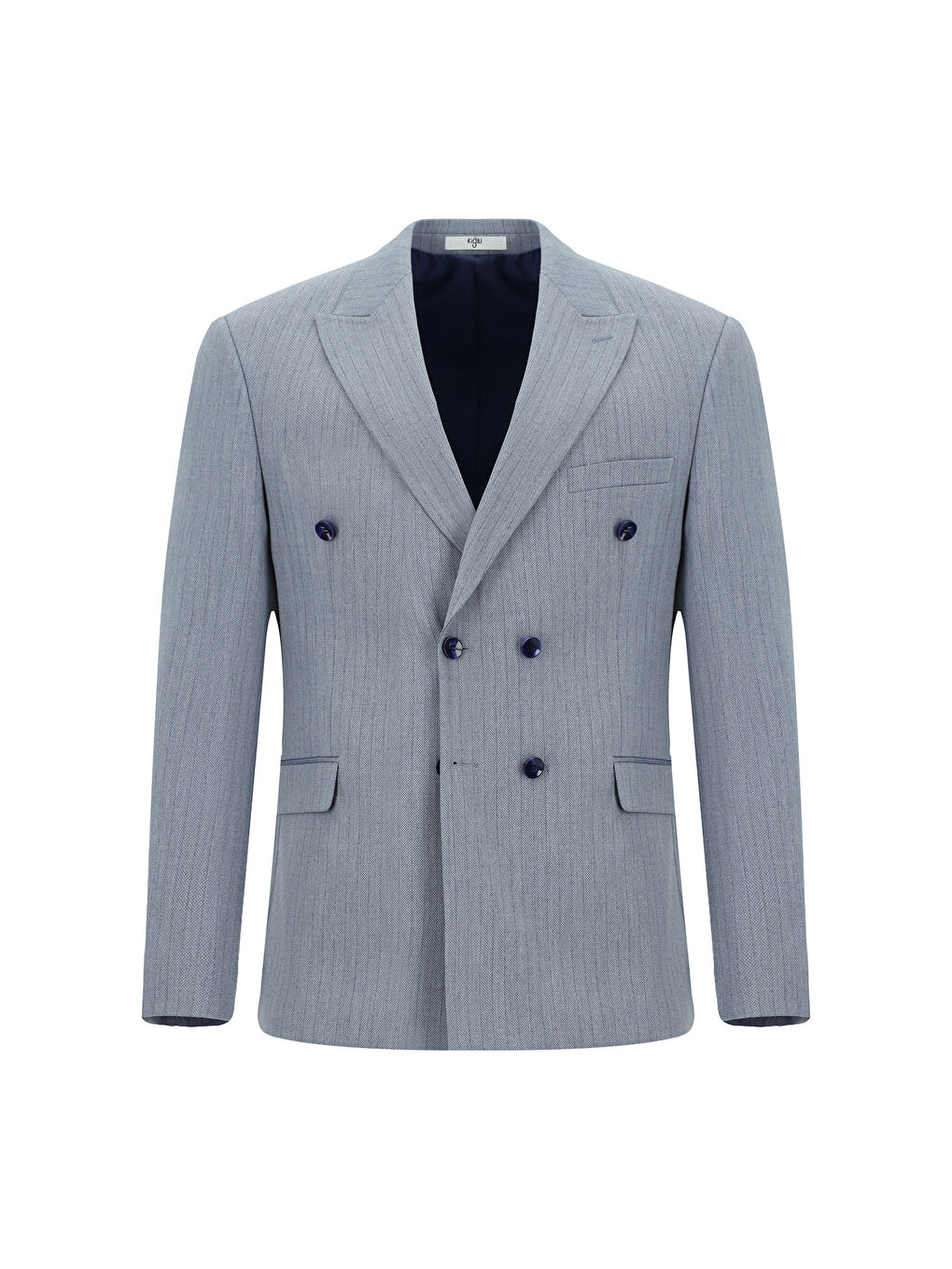 Mavi Regular Fit Çizgili Kruvaze Takım Elbise-1