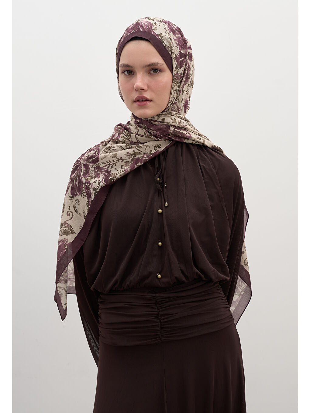 Felıcıe Desen Şal Mürdüm-2