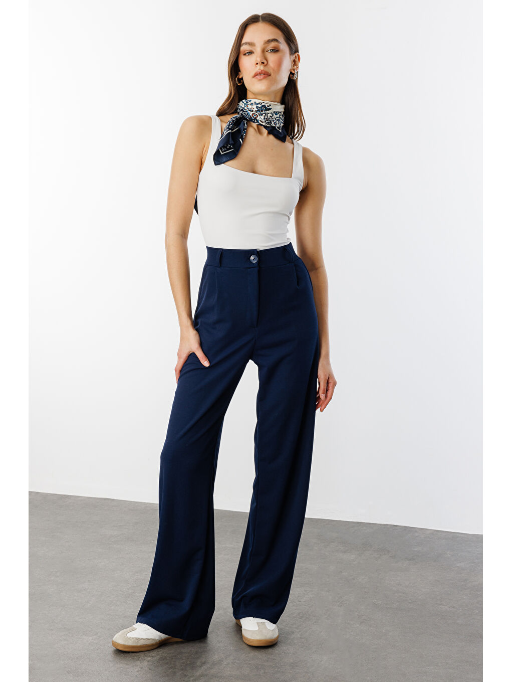 Lacivert Kadın Oversize Palazzo Pantolon PANTOLON-001-1