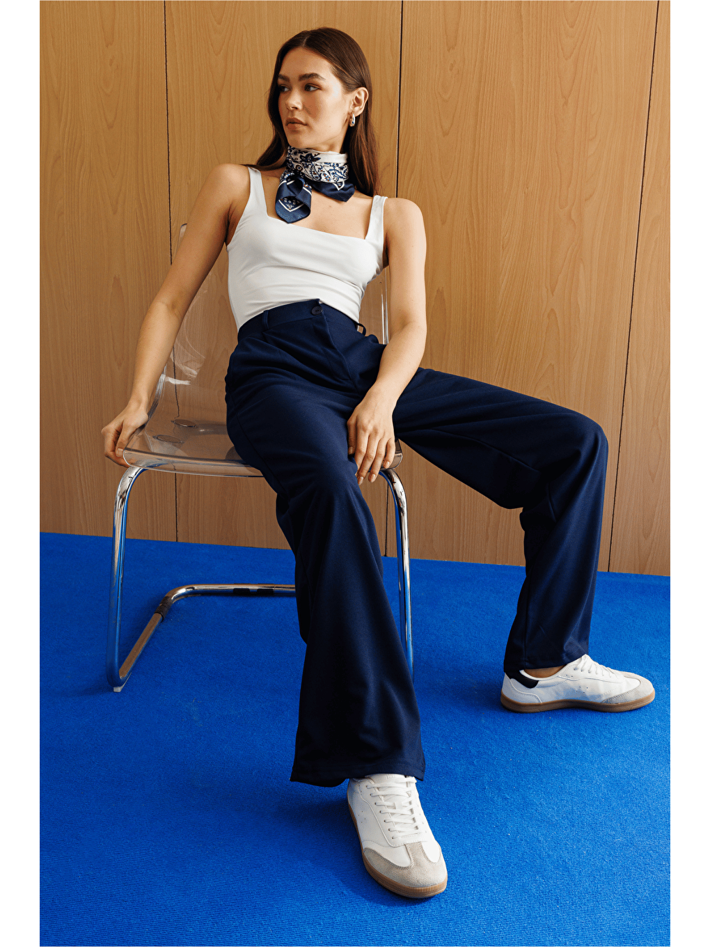 Lacivert Kadın Oversize Palazzo Pantolon PANTOLON-001-4