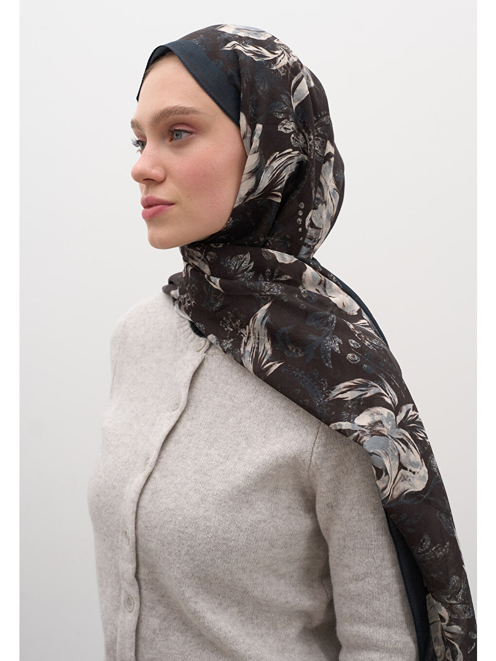Kahverengi Felıcıe Desen Şal Acı Kahve-1