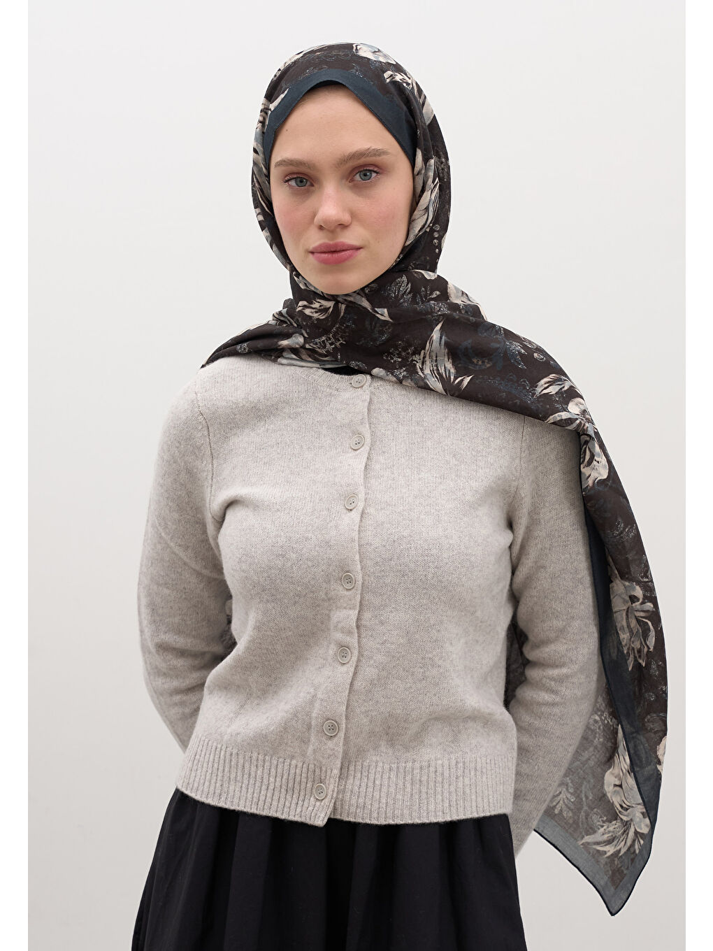 Kahverengi Felıcıe Desen Şal Acı Kahve-2