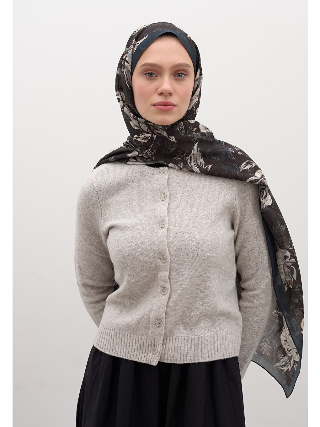 Kahverengi Felıcıe Desen Şal Acı Kahve-3