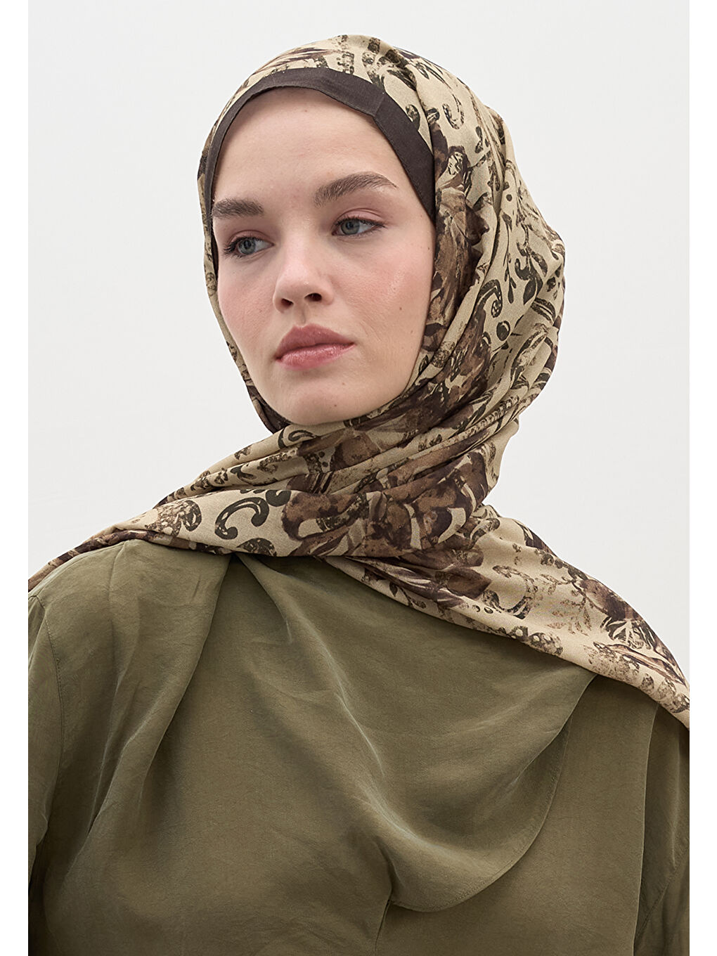 Kahverengi Felıcıe Desen Şal Sütlü Kahve-1