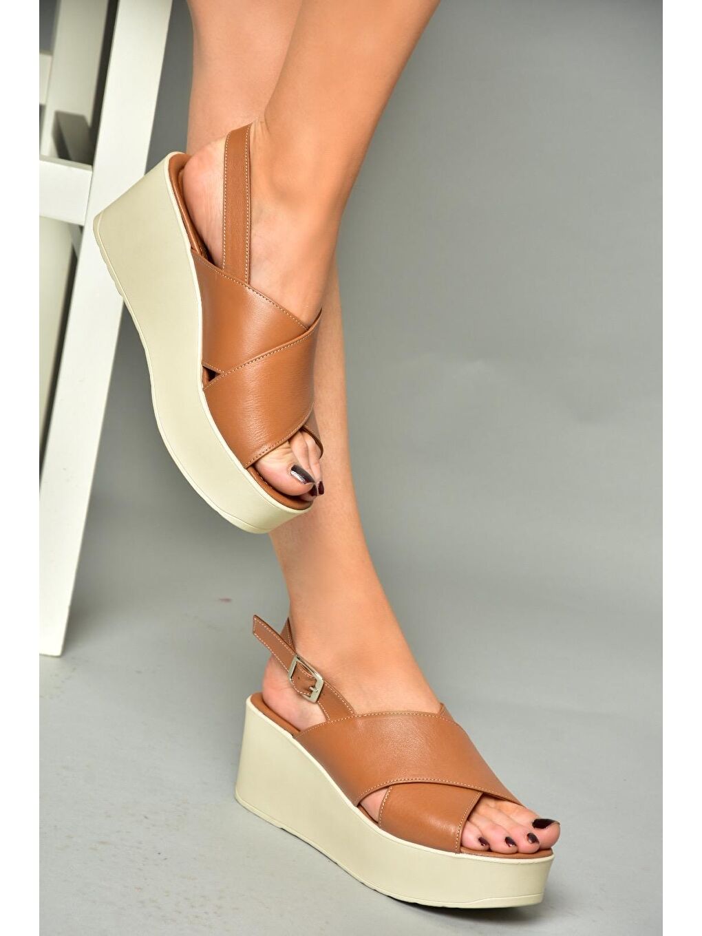 Kahverengi P5553275 Taba Kadın Dolgu Topuklu Ayakkabı-4