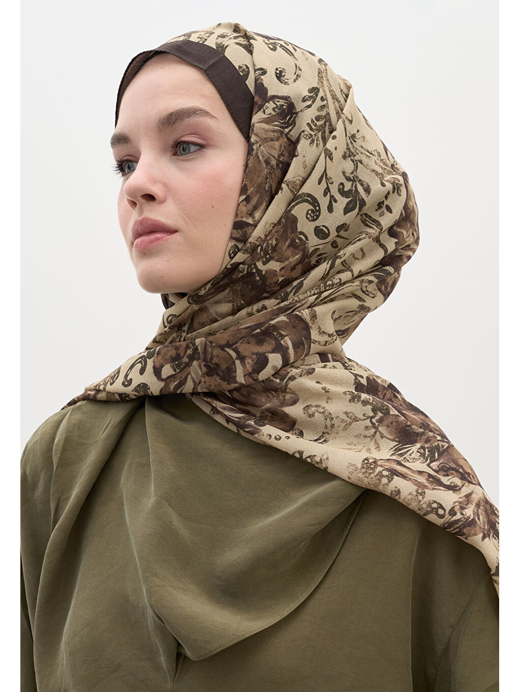 Kahverengi Felıcıe Desen Şal Sütlü Kahve-2