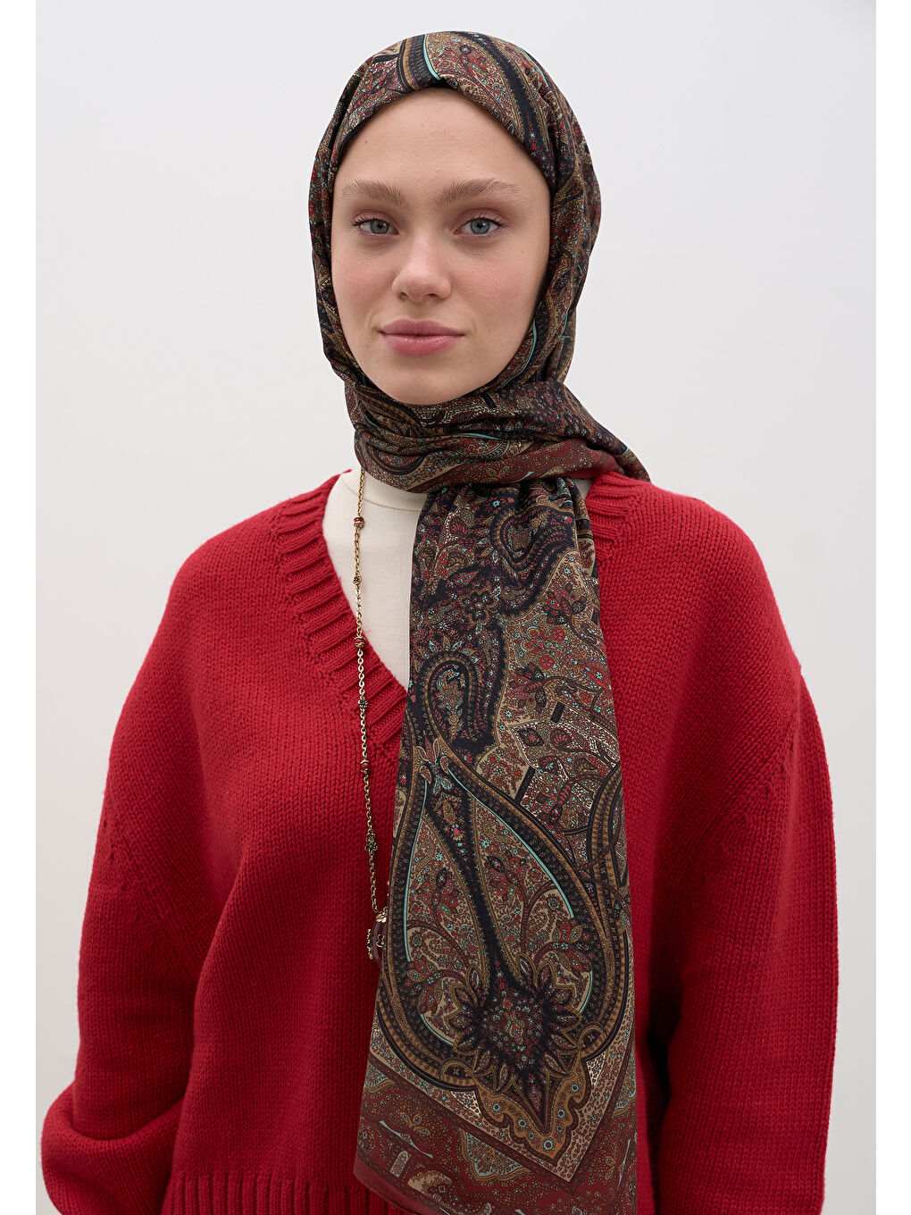 Kahverengi Slyvıe Desen Şal Kiremit-1