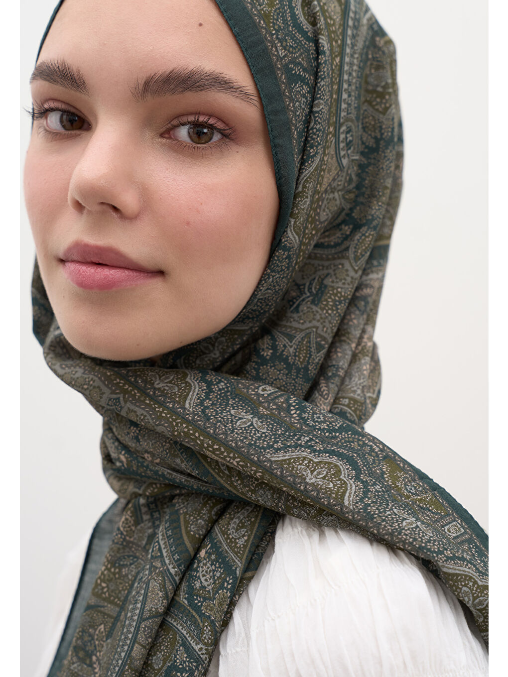 Slyvıe Desen Şal Koyu Yeşil-2